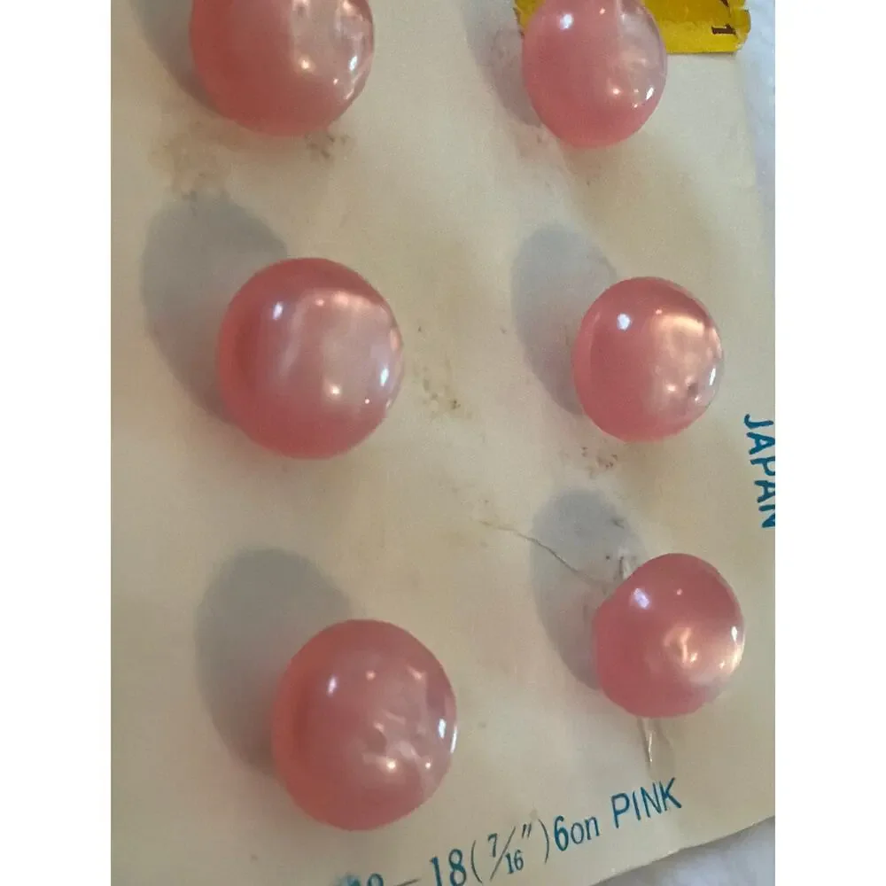 Vintage Le Bouton Pink Buttons 12 Pc Set of 2 B Blumenthal Original Cards Sewing
